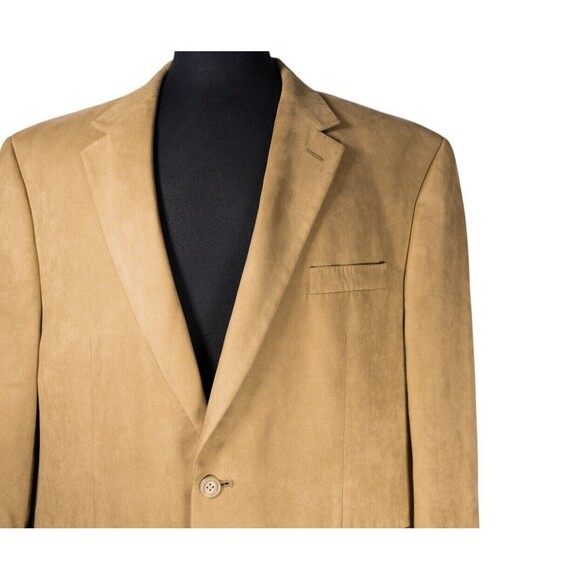 Chaps Ralph Lauren Mens Blazer Beige Faux Suede 2 Button Jacket Sport Coat 46R - Picture 6 of 9